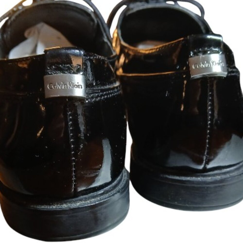 CALVIN KLEIN Black "Della" Patent Oxford Lace Up Loafers -EUC - Picture 10 of 11